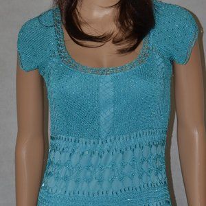 CACH'E ( BEAUTIFUL ) TURQUOISE  NET DRESS SIZE  M